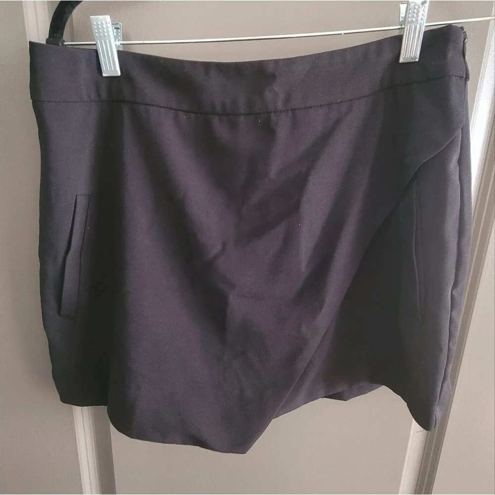 Fashion Nova Spoil Me Asymmetrical Detail High Waist Side Zipper Skort Black XL